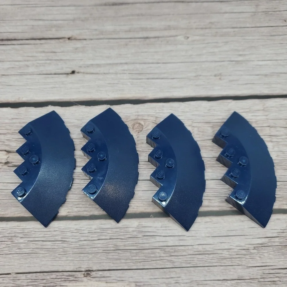 LEGO LOT 4 DARK BLUE ROUND CORNER 6X6 SLOPE 33° EDGE FACET‎ CUTOUT #95188